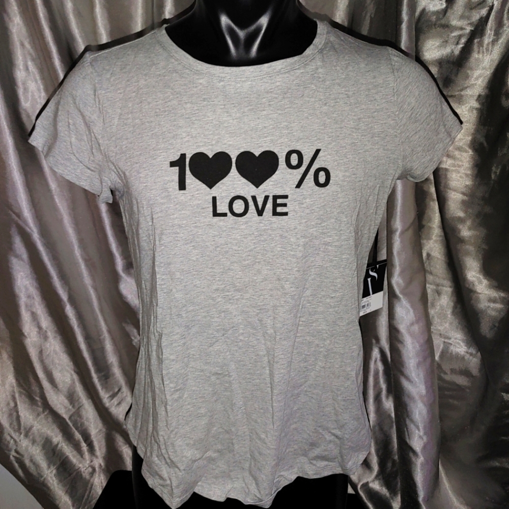 100 % LOVE Gray Shirt size L Brand New With tags